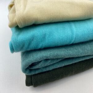 Lot of 4 100% Cashmere Fabric Cutter Craft Upcycle Flaw Green Yellow 1lb 9oz